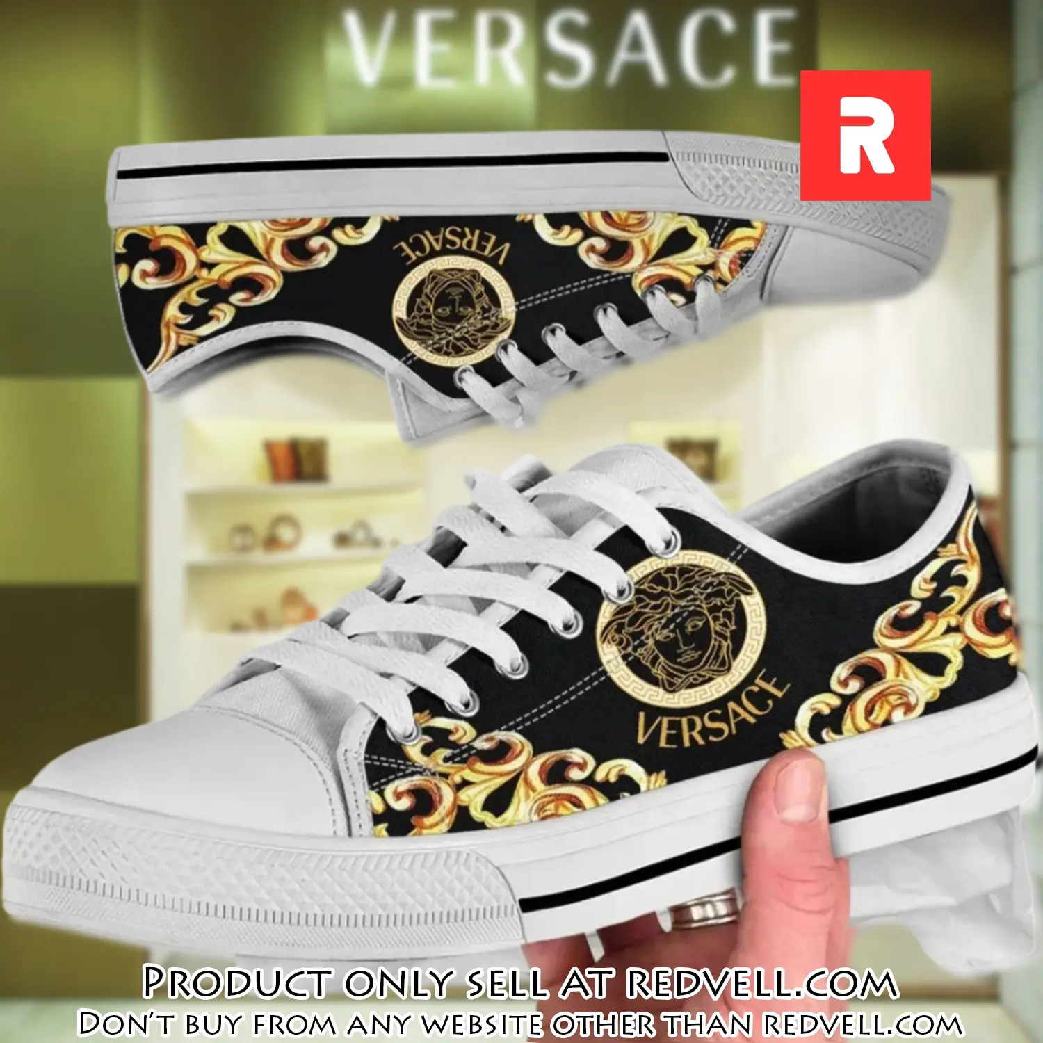 Versace medusa pattern low top canvas shoes luxury brand gifts for men women rv4508588